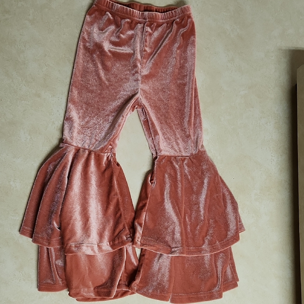 Velvet Flared Kids Bottoms in Pink